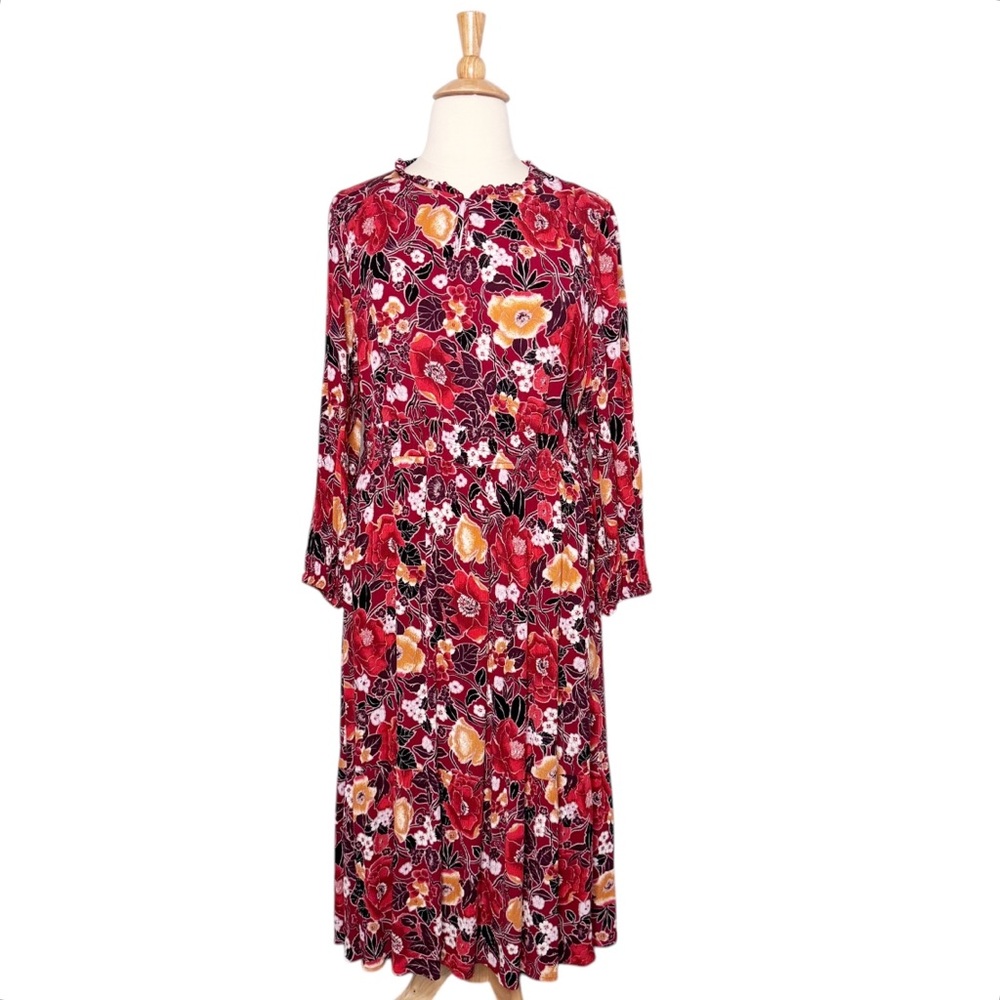NUTURE BY WESTBOUND FLORAL BURNT ORANGE MAXI DRESS SZ 2X